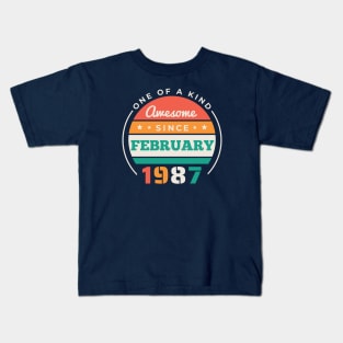 Retro Awesome Since February 1987 Birthday Vintage Bday 1987 Kids T-Shirt